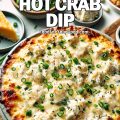 Ultimate Hot Crab Dip with melted white cheddar cheese, crabmeat, and green onions, baked to a golden crust and topped with finely chopped green onions. Perfect creamy appetizer for any gathering at FoodForYourGood.com